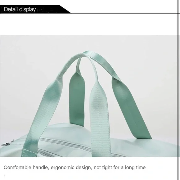 Duffle Gym Bag Separate Shoes Pocket Wet and Dry Separation Small Mint Green - Picture 6 of 10